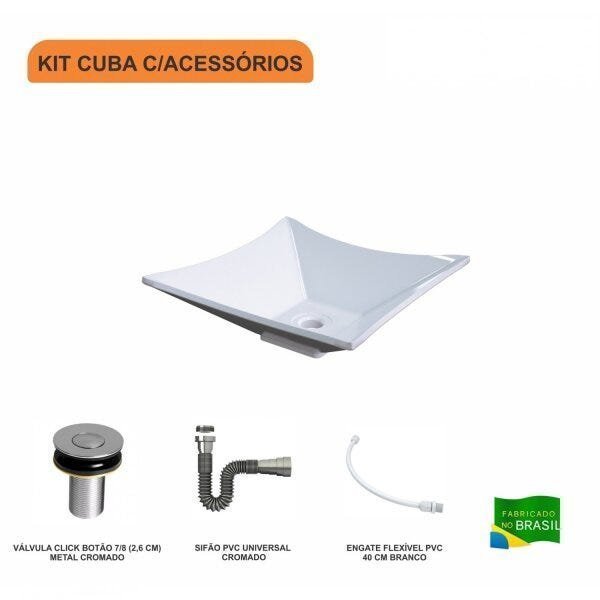 Kit Cuba L34 com Válvula Click 1''B + Sifão Cromado e Flexível Compace - 3
