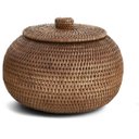 Ver imagem 1 de Cesto com Tampa em Rattan Marrom Mart 11x15cm