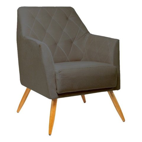 Poltrona Decorativa - Belize - Revestimento Suede Ladecor Estofados Cinza