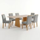 Ver imagem 2 de Conjunto de Mesa de Jantar 6 Lugares Lyra em MDF 160x80cm Cinamomo Off White e Cinza