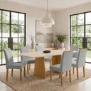 Ver imagem 1 de Conjunto de Mesa de Jantar 6 Lugares Lyra em MDF 160x80cm Cinamomo Off White e Cinza