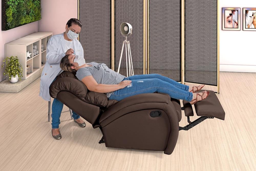 Poltrona Cadeira Imperial Zero Wall Reclinável Corano com Massageador Marrom Império - 2