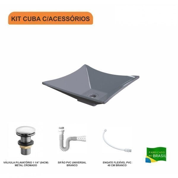 Kit Cuba L34 com Válvula Click 1 1/2'' + Sifão Pvc e Flexível Compace - 3