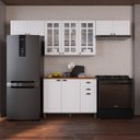 Ver imagem 1 de Cozinha Modulada 4 Peças 100% MDF com Vidro Bari Branco