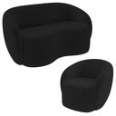 Ver imagem 2 de Conjunto 1 Sofá Living 160cm e 1 Poltrona Decorativa Sala de Estar Íbis Encosto Fixo Veludo Preto G3