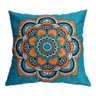 Almofada Mandala Indiana 45x45cm Várias Estampas Azul Turquesa com Enchimento - 1