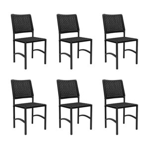Kit 6 Cadeiras Dubai em Aluminio e Corda Nautica Preta