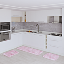 Ver imagem 1 de Jogo Kit Tapete Cozinha Anti Derrapante 3 Uni Rosa Bebe