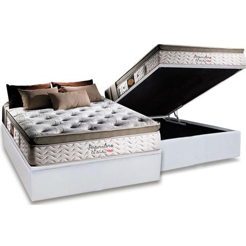 Cama Box Baú Casal: Colchão Molas Ensacadas Herval MasterPocket Imperatore Eco Bamboo + Base CRC Cou
