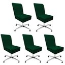 Ver imagem 1 de Kit 05 Cadeira Ana de Jantar Giratória Metal com Rodízio Suede Verde e Sintético Branco - Dominic de