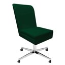 Ver imagem 3 de Kit 05 Cadeira Ana de Jantar Giratória Metal com Rodízio Suede Verde e Sintético Branco - Dominic de