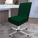 Ver imagem 2 de Kit 05 Cadeira Ana de Jantar Giratória Metal com Rodízio Suede Verde e Sintético Branco - Dominic de