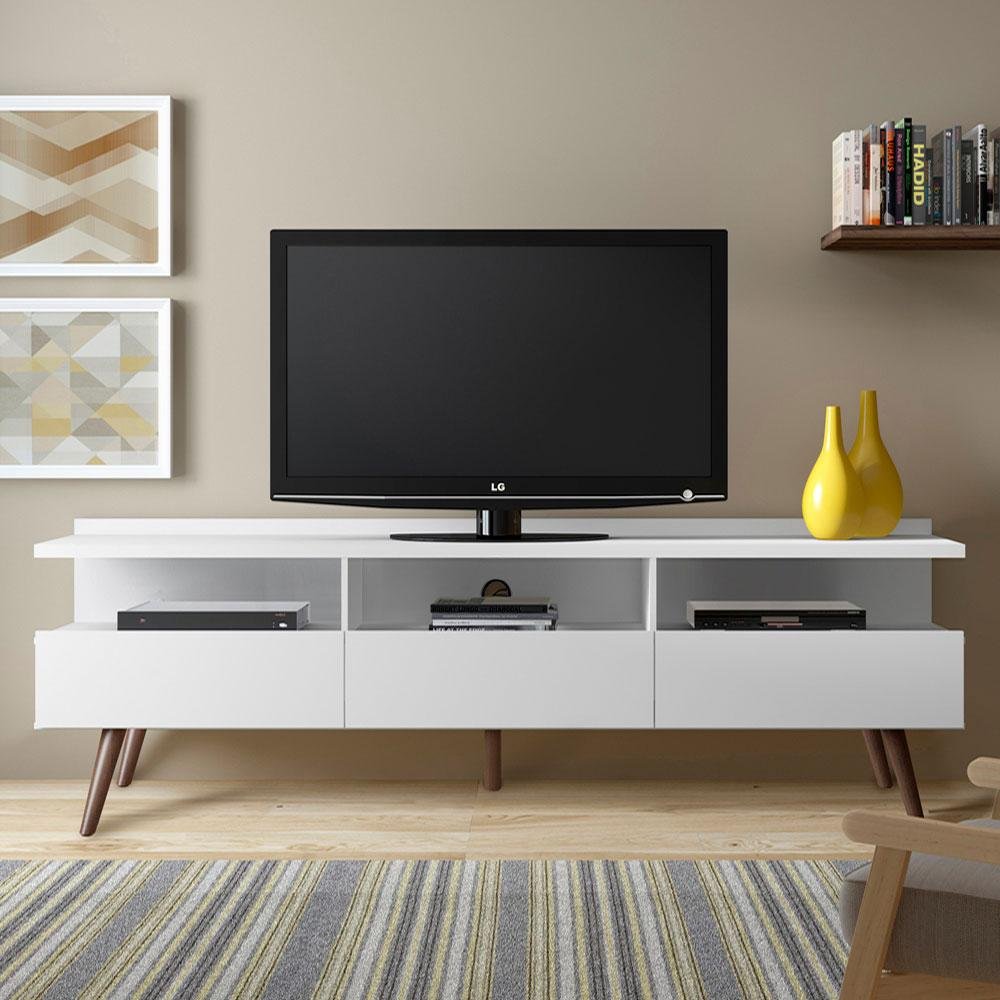 Rack para Tv até 65 Polegadas Madesa Londres com Pés Retro - Branco