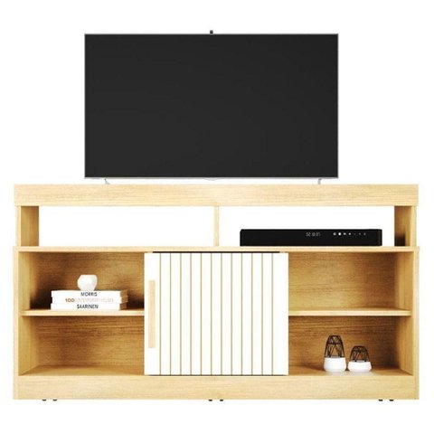 Rack Bancada Eldorado para TV 50" 120cm MDP com Nicho Cinamomo Off White Valdemóveis
