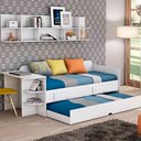 Ver imagem 2 de Sofá Cama com cama Auxiliar 2 Gavetas e Escrivaninha Branca - 100% MDF - Cimol Bicama