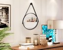 Ver imagem 1 de Espelho Redondo Decorativo 50cm Suspenso com Alça de Couro
