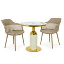 Ver imagem 1 de Conjunto Mesa de Jantar Redonda Imperial 70cm Branca com 2 Cadeiras Estofadas Marcela - Nude Escuro