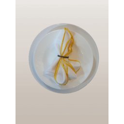 Kit 6 Guardanapos Oxford 45x45: Branco/amarelo - 1