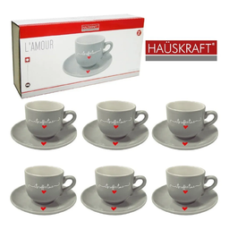 Cojunto 6 Xícaras Café L´amour Hauskraft Cinza Cozinha 90 Ml - 1