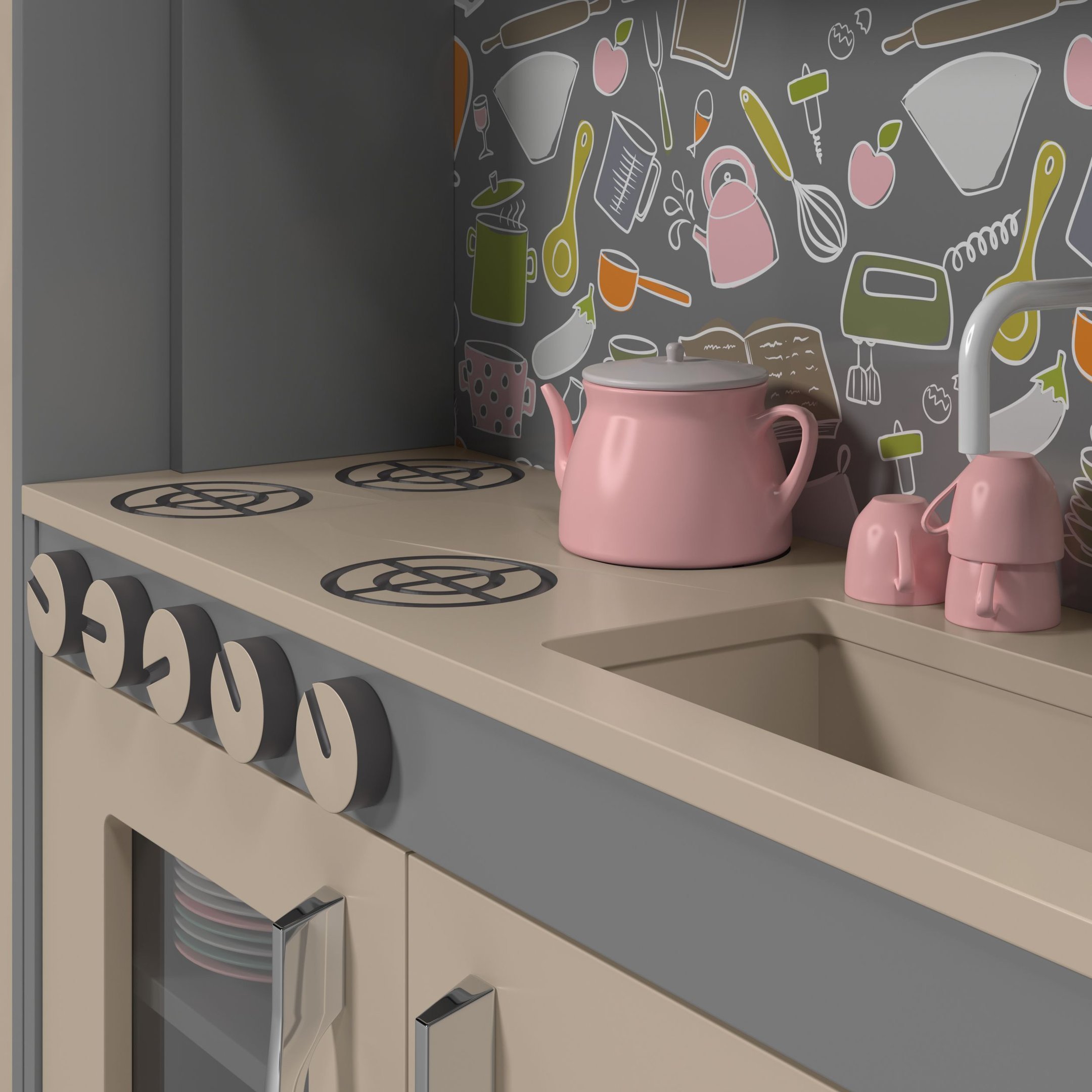 Cozinha Infantil de Brinquedo Diana com Refrigerador 100% MDF - 3