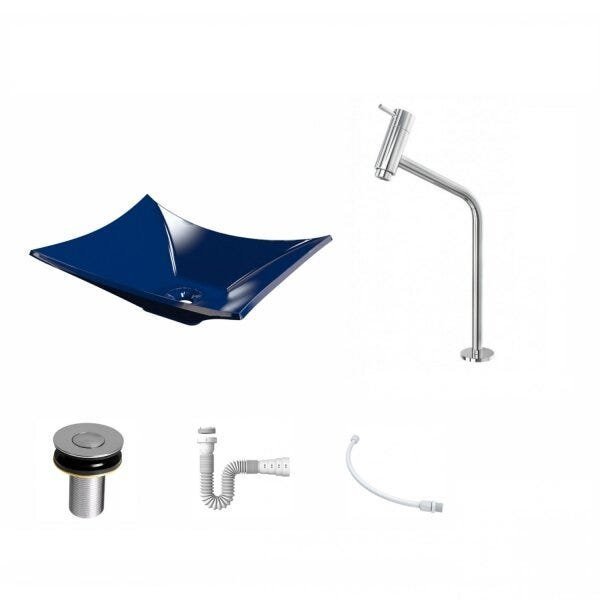 Kit Cuba L38 C/Torneira Link 1062 Metal + Válvula Click 1''B (2,6cm) + Sifão Pvc + Flexível Compace - 2