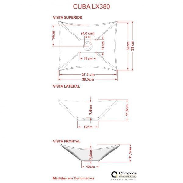 Kit Cuba L38 C/Torneira Link 1062 Metal + Válvula Click 1''B (2,6cm) + Sifão Pvc + Flexível Compace - 8