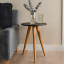 Ver imagem 1 de Mesa de Centro Lateral Redonda 29x30 Pé Palito Pequena Decoração Sofá Sala Quarto Cabeceira Madeira