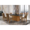Ver imagem 1 de Conjunto: Mesa Sala Jantar Luna C/ Tampo de Vidro Canto Curvo 180x90cm e 6 Cadeiras Londrina Imbuia/