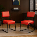 Ver imagem 1 de Kit Conjunto 2 Cadeiras Decorativa Flórida Sala de Jantar Escritório Cozinha Couro Vermelho