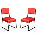 Ver imagem 2 de Kit Conjunto 2 Cadeiras Decorativa Flórida Sala de Jantar Escritório Cozinha Couro Vermelho