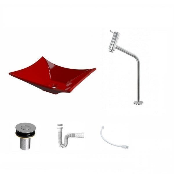 Kit Cuba L38 C/Torneira Link 1062 Metal + Válvula Click 1''B (2,6cm) + Sifão Pvc + Flexível Compace - 2