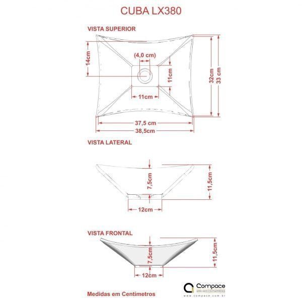 Kit Cuba L38 C/Torneira Link 1062 Metal + Válvula Click 1"B (2,6cm) + Sifão Cromado + Flexível Comp - 8