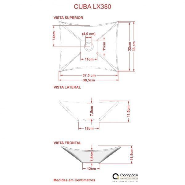 Kit Cuba L38 C/Torneira Link 1062 Metal + Válvula Click 1"B (2,6cm) + Sifão Cromado + Flexível Comp - 8