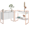 Conjunto Buffet 2 Portas e Aparador Industrial Branco Cobre - 1