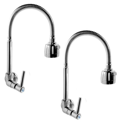 Kit 2 Torneira Gourmet para Cozinha de Parede Tubo Flexível