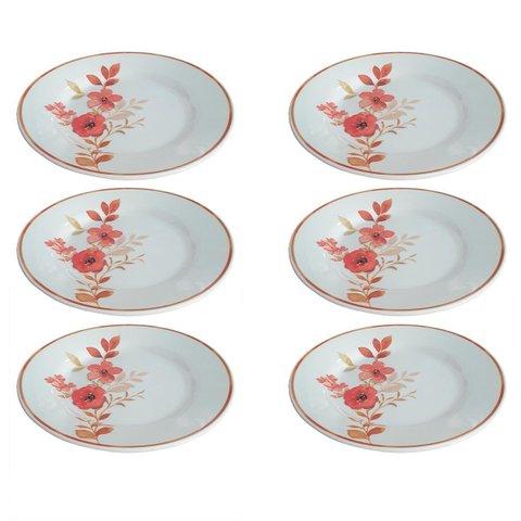 Prato Raso de Cerâmica Estampa Donna Chá Das 5 26cm 6 Unidades - Biona 140514