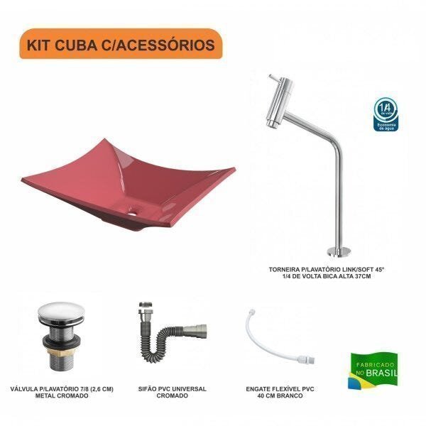 Kit Cuba L38 C/Torneira Link 1062 Metal + Válvula Click 1"G + Sifão Cromado + Flexível Compace - 3