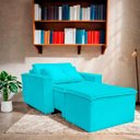 Ver imagem 2 de Poltrona Cama com Puff para Sala Confortavél Moderna Suede