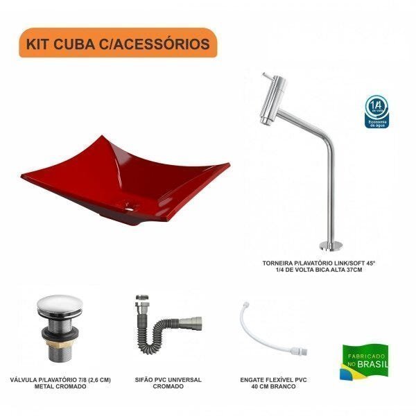 Kit Cuba L38 C/Torneira Link 1062 Metal + Válvula Click 1"G + Sifão Cromado + Flexível Compace - 3