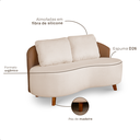 Ver imagem 3 de Sofá Orgânico Curvo 2 Lugares Tecido Bouclé Offwhite Acabamento em Courino Sala Recepção