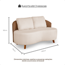 Ver imagem 2 de Sofá Orgânico Curvo 2 Lugares Tecido Bouclé Offwhite Acabamento em Courino Sala Recepção
