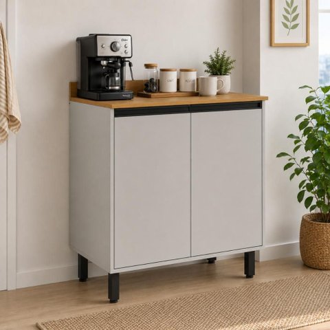 Balcão Multiuso para Cozinha 2 Portas 80 cm Cooktop de até 5 Bocas Tóquio Casamia