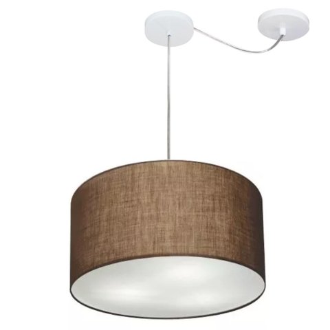 Lustre Pendente Cilíndrico Com Desvio de Centro Vivare Md-4166 Cúpula em Tecido 40x25cm - Bivolt - C