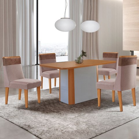 Mesa de Jantar Isadora 120cm Tampo Mdf Laminado com 4 Cadeiras Andes