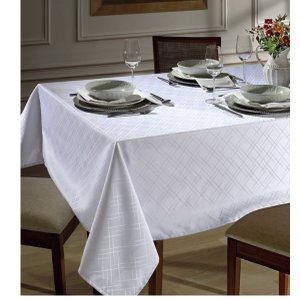 Toalha de Mesa Quadrada 4 Lugares Jacquard Requinte 1,60x1,60 Dohler - Branca
