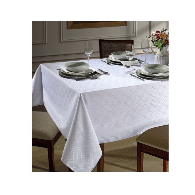 Toalha de Mesa Quadrada 4 Lugares Jacquard Requinte 1,60x1,60 Dohler - Branca