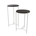 Ver imagem 2 de Trio Mesa Lateral Industrial Isabella para Sala Quarto Sofá Apoio Decor com Tampo Preto - Preto