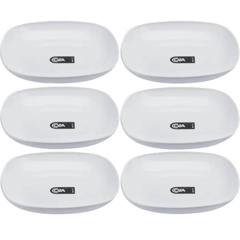 Kit 6 Pratos Plásticos Brancos 17,2cm Essential Coza Servir Petiscos Frutas Mesa Posta