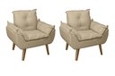 Ver imagem 1 de Kit 2 Poltronas Decorativas Opala Suede Bege Linho Smf Decor
