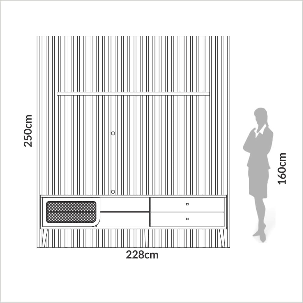 Kit Rack com Painel Ripado para TV 228cm com 01 porta com tela Palhinha  TB323 Dalla Costa-Freijó - 4